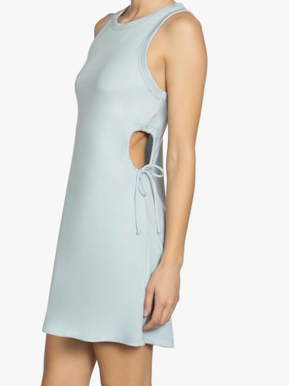 NWT Robin Piccone Modal Icy Blue Shirt Dress Adjusting Waist Open Cut Out Waist